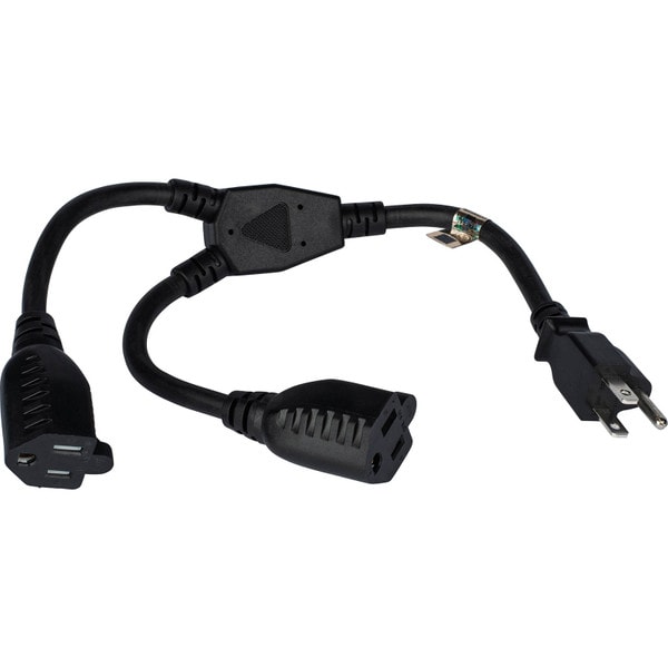 Main product image for 1 Ft. Dual Outlet Saver Black NEMA 5-15P to 5-15R 16 110-224